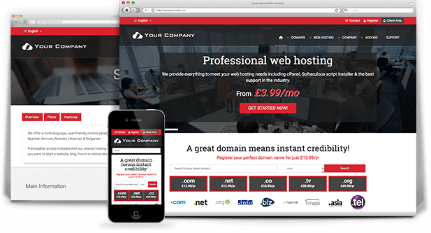 red responsive wordpress web hosting theme